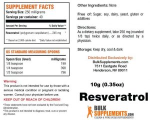 BulkSupplements Supplement Facts
