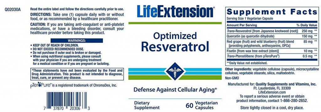 LIFE EXTENSION Nutrition Facts